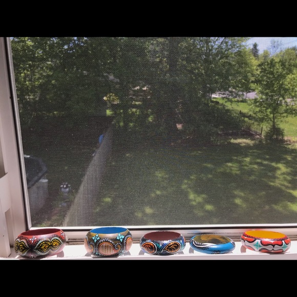 Colorful Paisley Patterned Bracelets Set - Picture 2 of 8